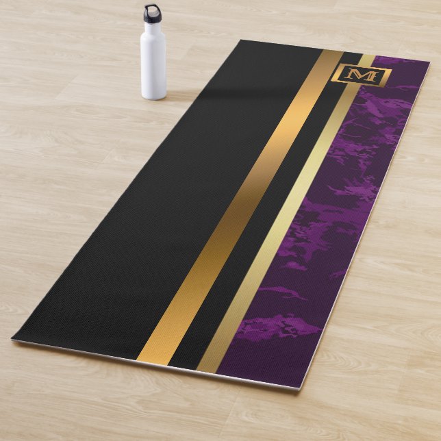 Luxury Elegant Modern Black Gold Marble Yoga Mat (In Situ)