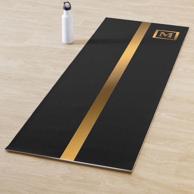 Luxury Elegant Modern Black Gold Marble Yoga Mat (In Situ)