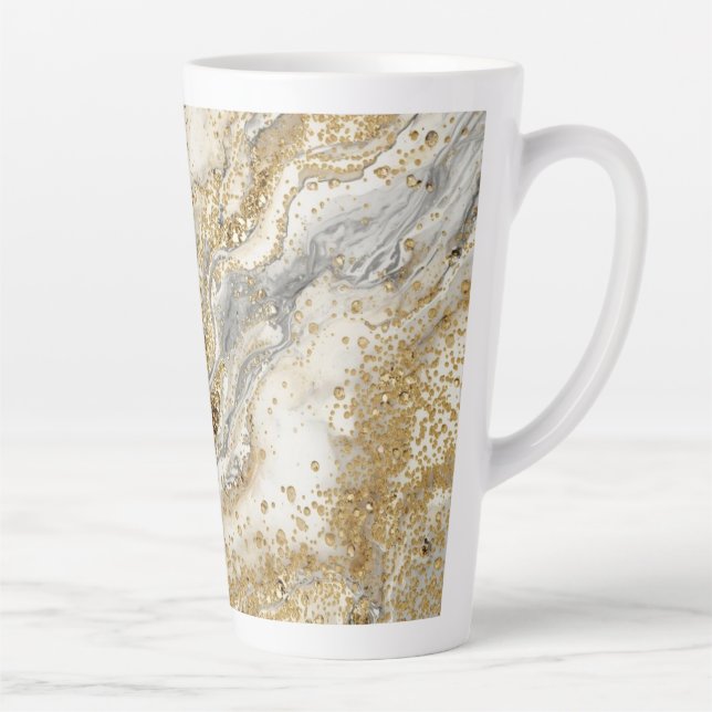 Luxury, Elegant, Modern Gold Grey Pattern Latte Mug (Right)