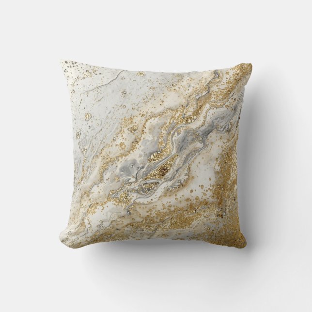 Luxury, Elegant, Modern Gold Grey Pattern Throw Pillow (Front)
