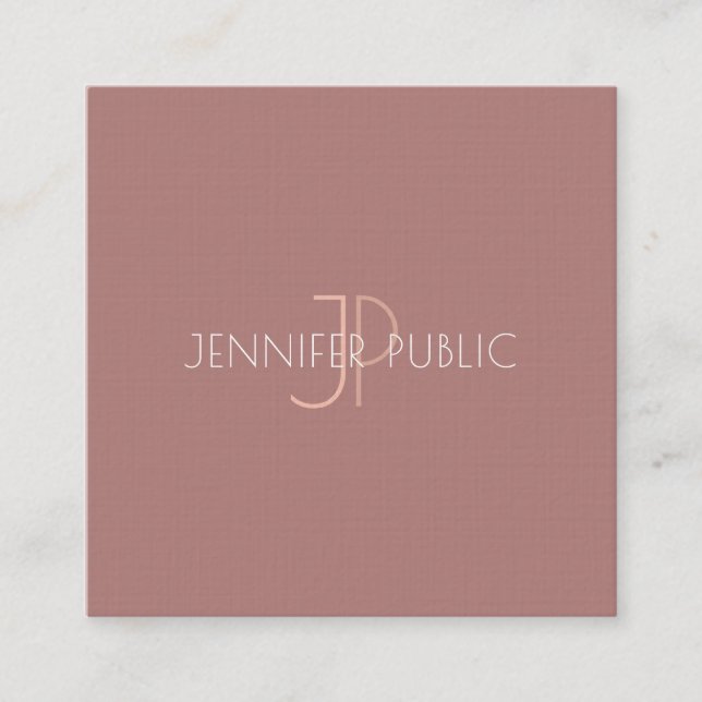 Luxury Elegant Modern Trendy Design Monogram Plain Square Business Card (Front)