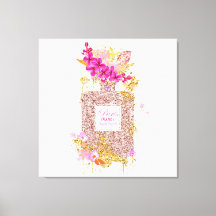 Luxury Elegant Pink Glitter Perfume Canvas Print