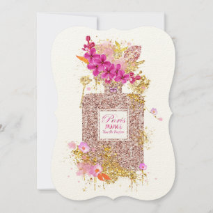 Luxury Elegant Pink Glitter Perfume Invitation