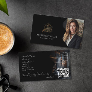 Luxury Elegant Real Estate Realtor Photo Gold Business Card
