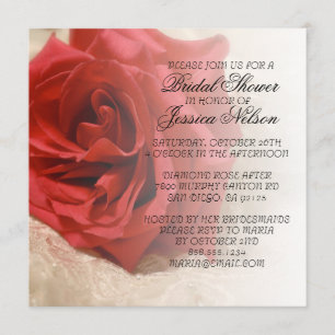 Luxury Elegant Red Rose Lace Bridal Shower Invite