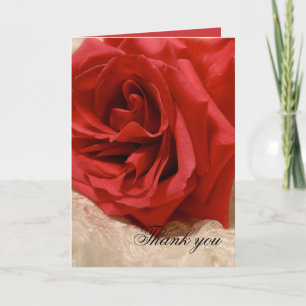 Luxury Elegant Red Rose Lace Thank you card