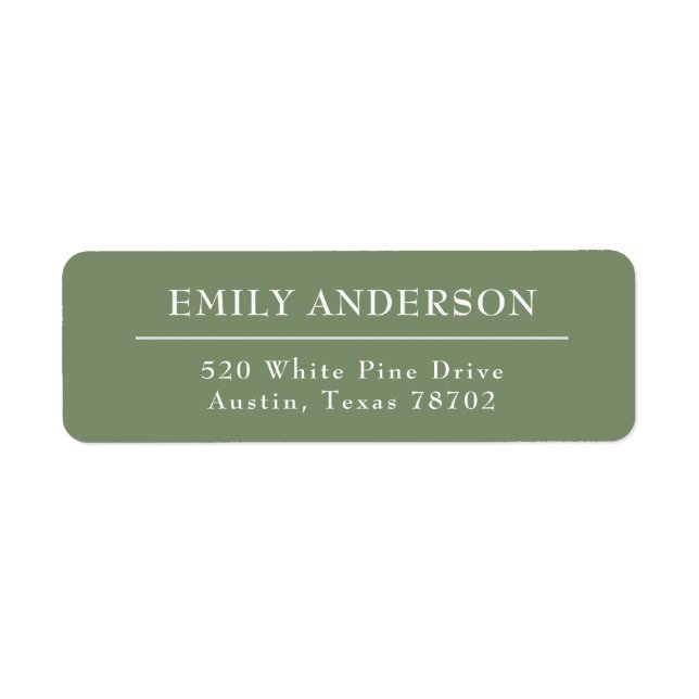 Luxury Elegant Sage Green White Return Address (Front)