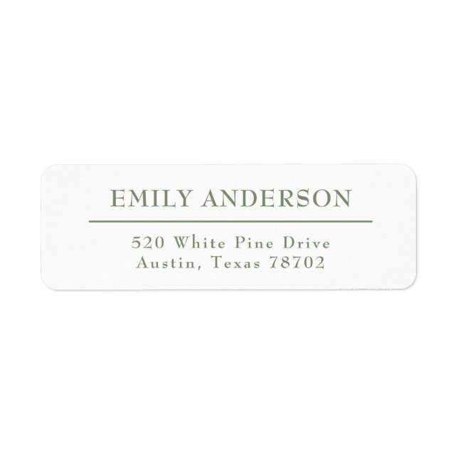 Luxury Elegant Sage Green White Return Address 4 (Front)