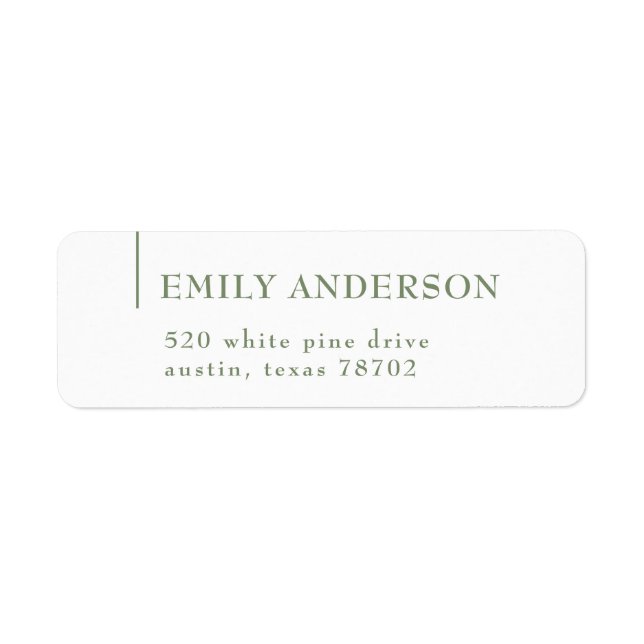 Luxury Elegant Sage Green White Return Address 5 (Front)