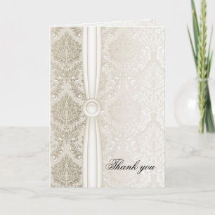 Luxury Elegant Silver Damask Thank you card