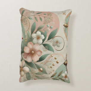 Luxury elegant Soft Pastel Floral with Bees Accent Pillow