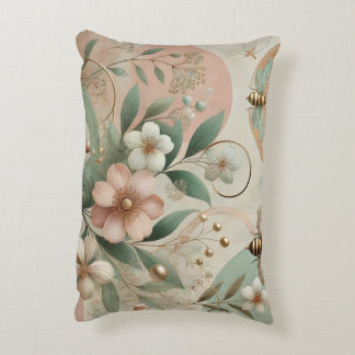 Luxury elegant Soft Pastel Floral with Bees Accent Pillow