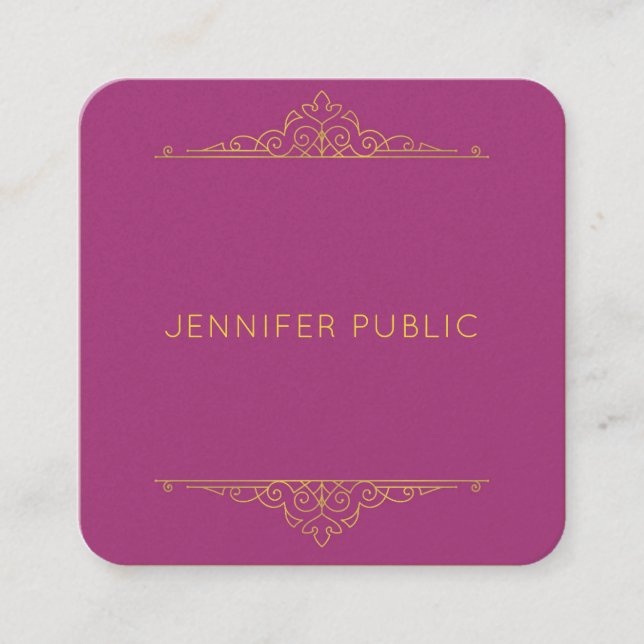 Luxury Elegant Template Professional Gold Text Square Business Card (Front)