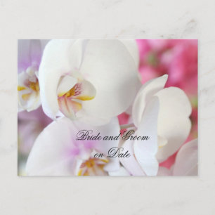 Luxury Elegant White Orchid Save date card