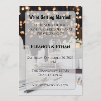 Luxury Elegant Wine Glass Bokeh Formal Dinner  Invitation