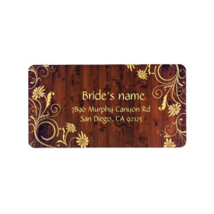 Luxury Elegant Wood Floral Address label
