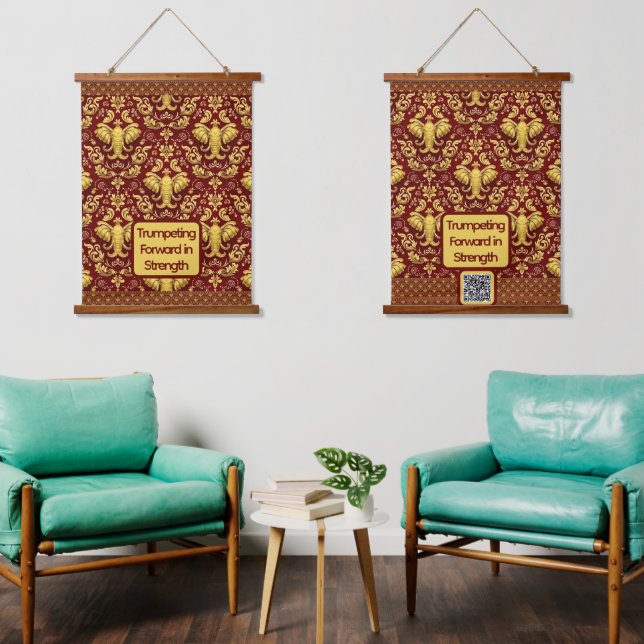  Luxury Elephant : Achempong Mara Trumpeting Glory Hanging Tapestry (Living Room)