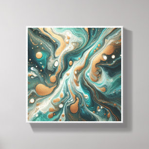 Luxury Emerald and Gold Fluid Art - Elegant Teal L Canvas Print