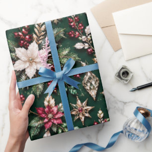 Luxury Emerald Burgundy Christmas Wrapping Paper