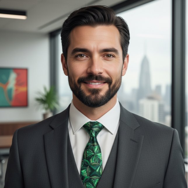 Luxury Emerald Gemstone Geometric Pattern Tie (Creator Uploaded)