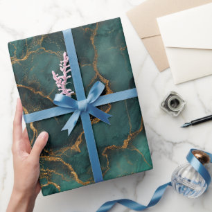 Luxury Emerald Gold Marble Green Abstract Pattern Wrapping Paper