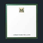 Luxury Emerald Gold Monogram Notepad<br><div class="desc">Keep your thoughts organized in style with this personalized notepad featuring a brushed gold monogram initial design with your name or custom text, framed in a rich emerald green textured print. Perfect for jotting down notes, making to-do lists, or writing reminders, this notepad is a must-have for anyone who wants...</div>