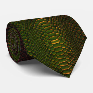 Luxury Emerald Green and Copper Snakeskin Texture Tie