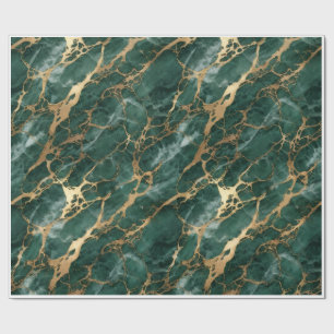 Luxury Emerald Green and Gold Marble Seamless Wrap Wrapping Paper