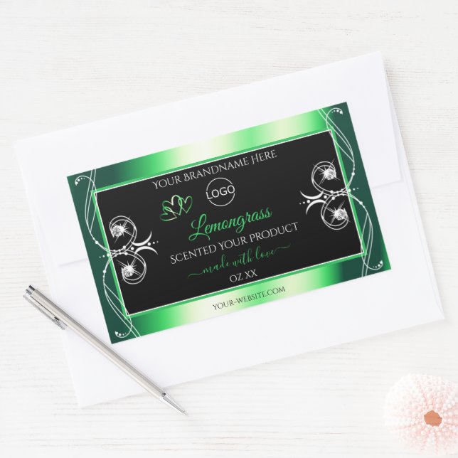 Luxury Emerald Green Black Product Label with Logo (Envelope)