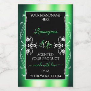 Luxury Emerald Green Black Product Labels Diamonds