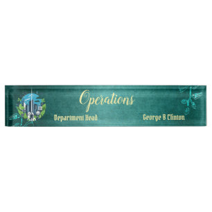 Luxury Emerald Green Department Head Faculty Logo Nameplate