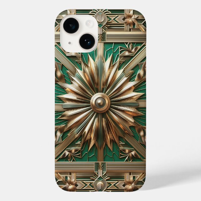 Luxury Emerald Green & Gold Art Deco Phone Case  (Back)