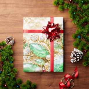 Luxury Emerald Green Jewelled Christmas Wrapping P Paper
