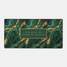 Luxury Emerald Malachite Gold Executive Desk
