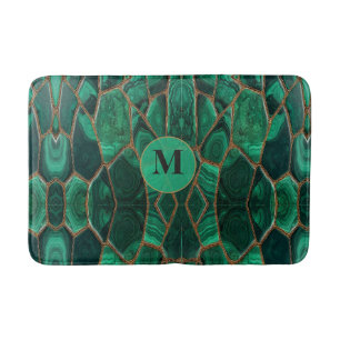 Luxury Emerald Malachite Green Marble Abstract Bath Mat