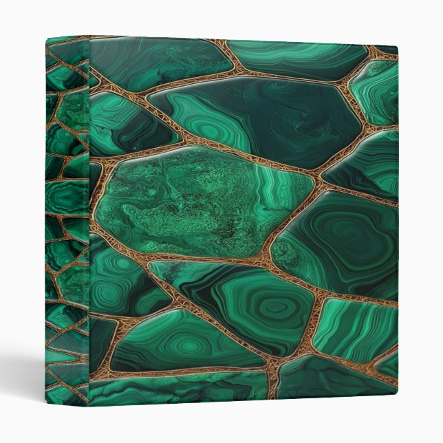 Luxury Emerald Malachite Green Marble Abstract Binder (Front/Spine)