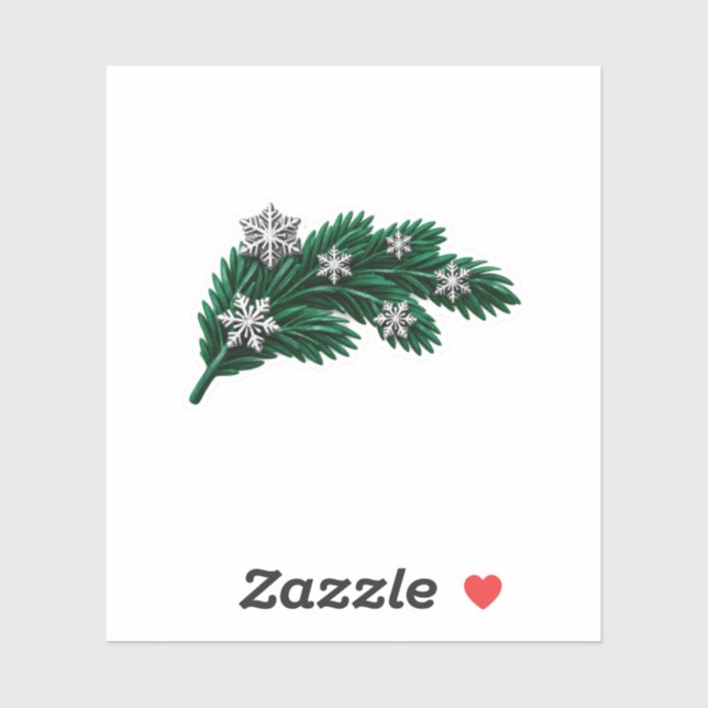 Luxury Emerald Velvet Pine Branch Sticker Silver C (Sheet)