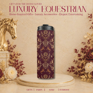 Luxury Equestrian Burgundy and Gold Thermal Tumbler