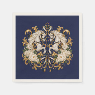 Luxury Equestrian White Horses Napkin