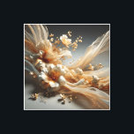 Luxury Ethereal Floral Art - Sculpted White Flower Canvas Print<br><div class="desc">A breathtaking digital art piece featuring sculpted white lilies or hibiscus-like flowers with elegant, pleated petals. The blooms are intertwined with flowing golden silk ribbons, delicate translucent veils, and scattered gold pearls. Against a soft grey background, this composition exudes a sense of grace, movement, and high-end fashion aesthetic. Ideal for...</div>