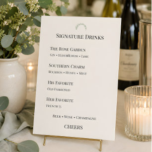 Luxury Eucalyptus Greenery Signature Drinks Menu