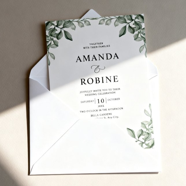 Luxury Eucalyptus Greenery Wedding Invitation (Creator Uploaded)