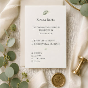 Luxury Eucalyptus Greenery Wedding RSVP Card