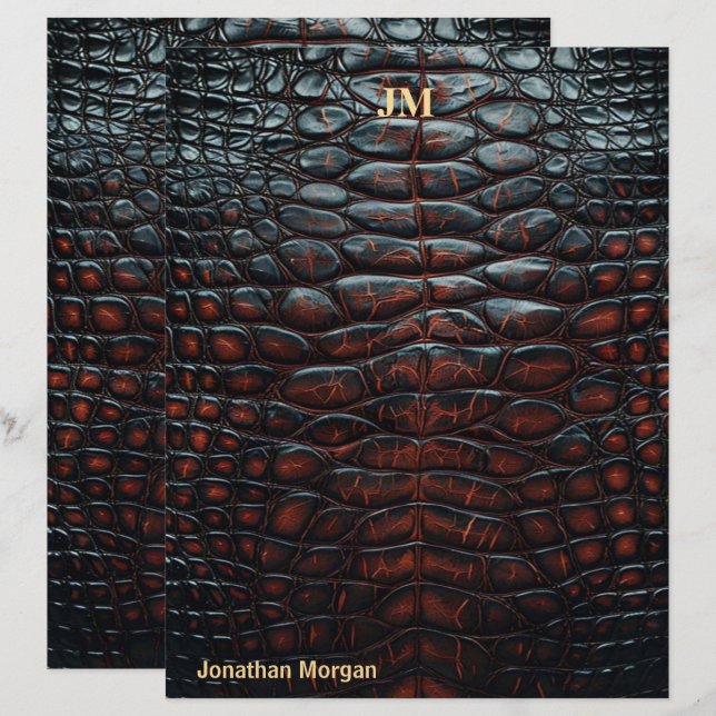 Luxury Executive Monogram Premium Leather  Letterhead (Front/Back)