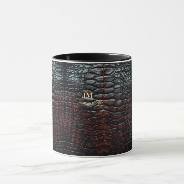 Luxury Executive Monogram Premium Leather  Mug (Center)