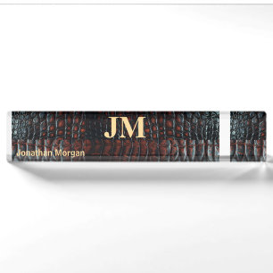 Luxury Executive Monogram Premium Leather Nameplate