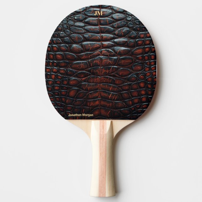 Luxury Executive Monogram Premium Leather  Ping Pong Paddle (Front)