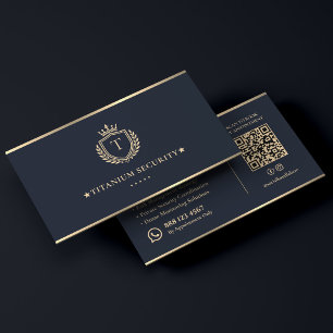 Luxury Executive Security Consultant Crest Navy Business Card