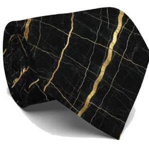 Luxury Executive Tie Black & Gold Marble