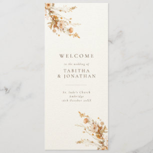 Luxury Fall Brown & Tan Wildflowers Wedding Program